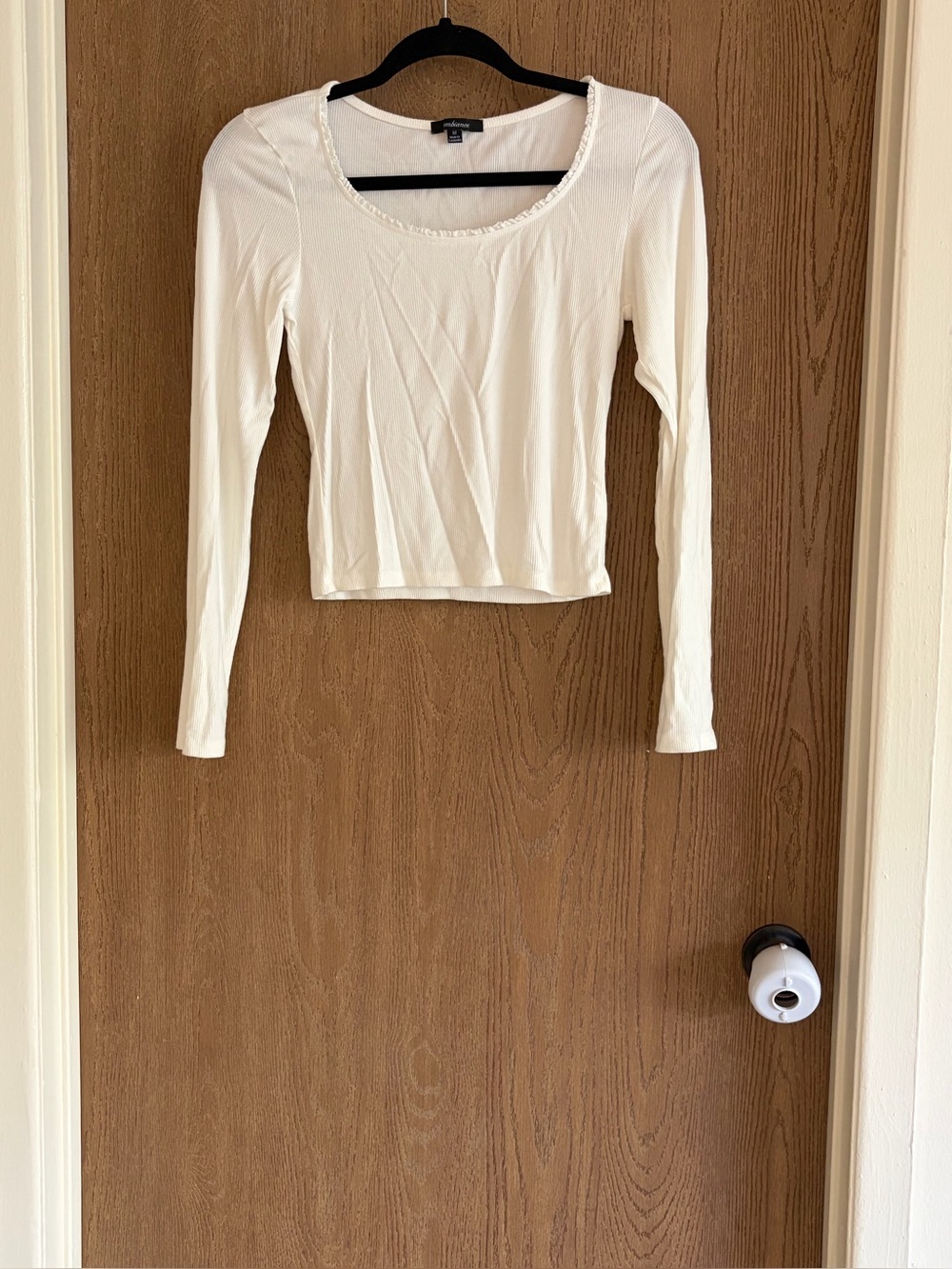 Ambiance White Long Sleeve Scoop Neck Top